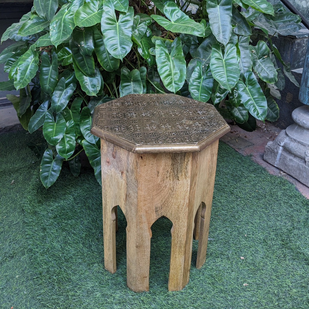 Octagon Shaped Table/Stool with metal details