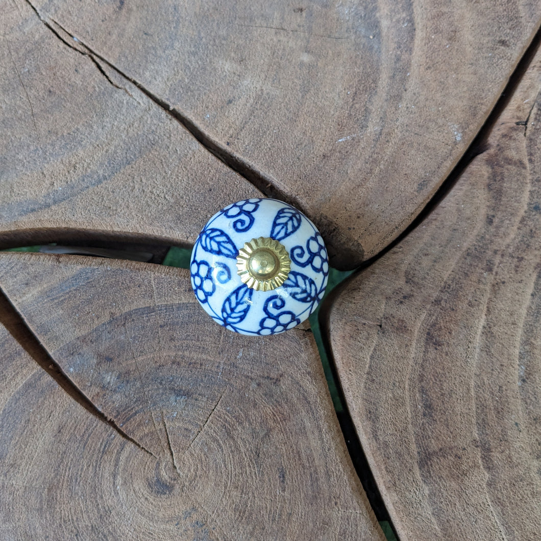 Blue and White Ceramic knob