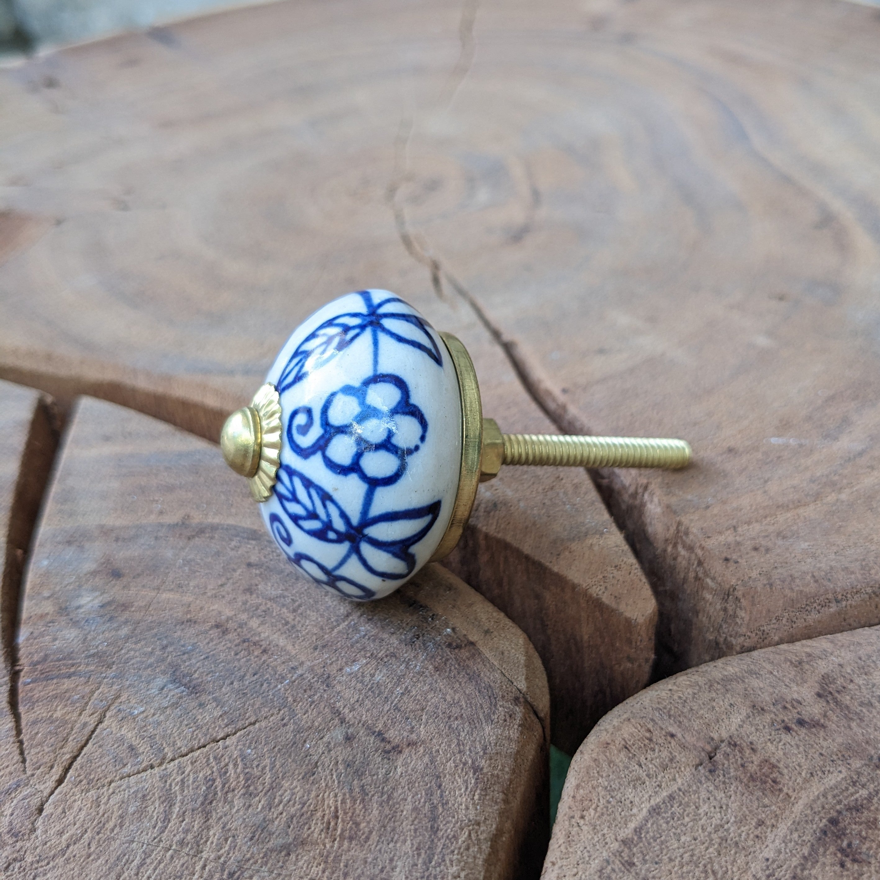 Blue and White Ceramic knob