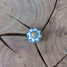 Load image into Gallery viewer, Blue-Grey White Floral Ceramic Knob
