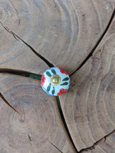 Load image into Gallery viewer, Red and White Floral Ceramic Knob
