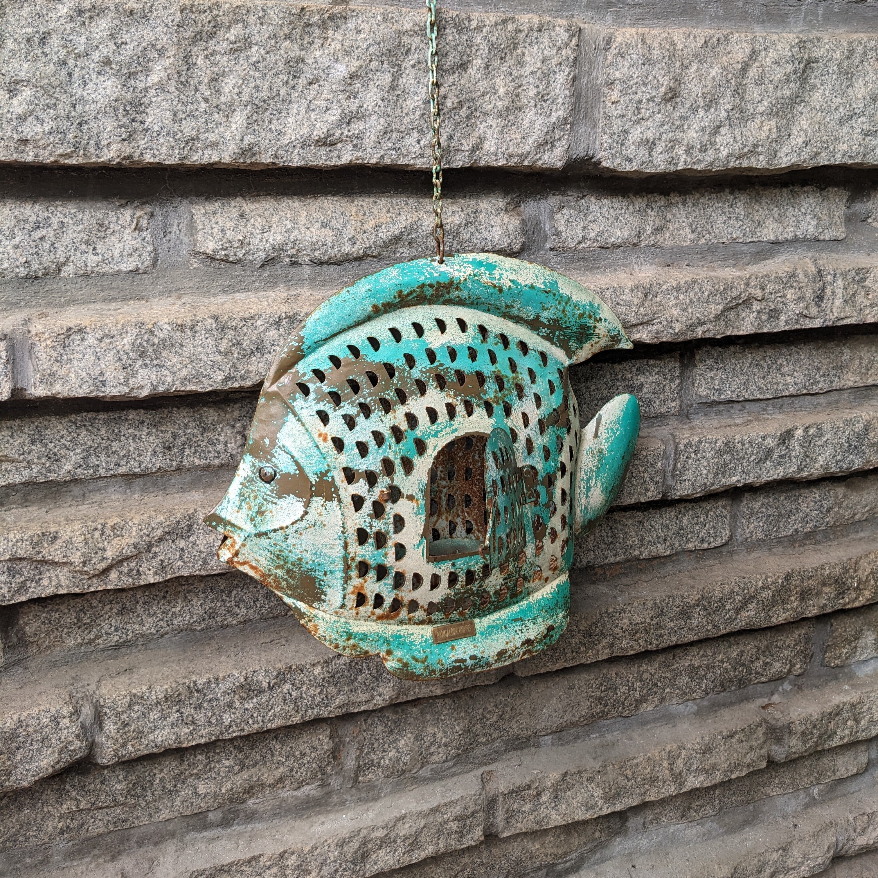 Metal Fish Hanging Candle and Tea Light Holder