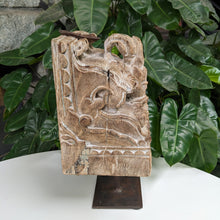 Load image into Gallery viewer, Carved Wooden Table Accent and Candle holder in Distressed Beige
