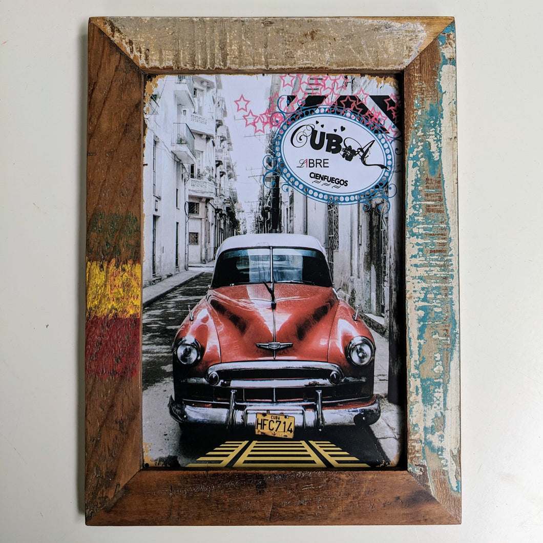 Vintage frame with metal print