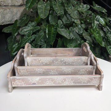 Wooden Hand painted trays (set of three)