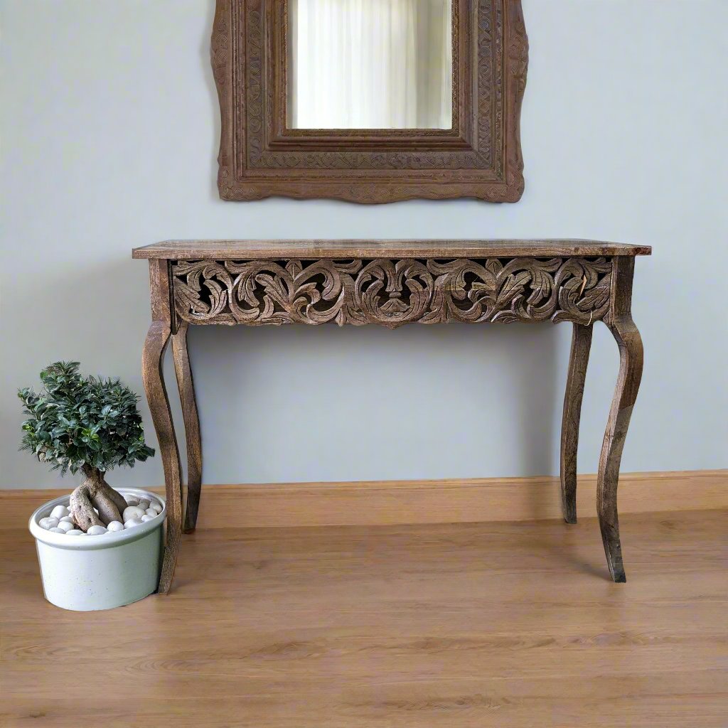 Carved Wooden Console