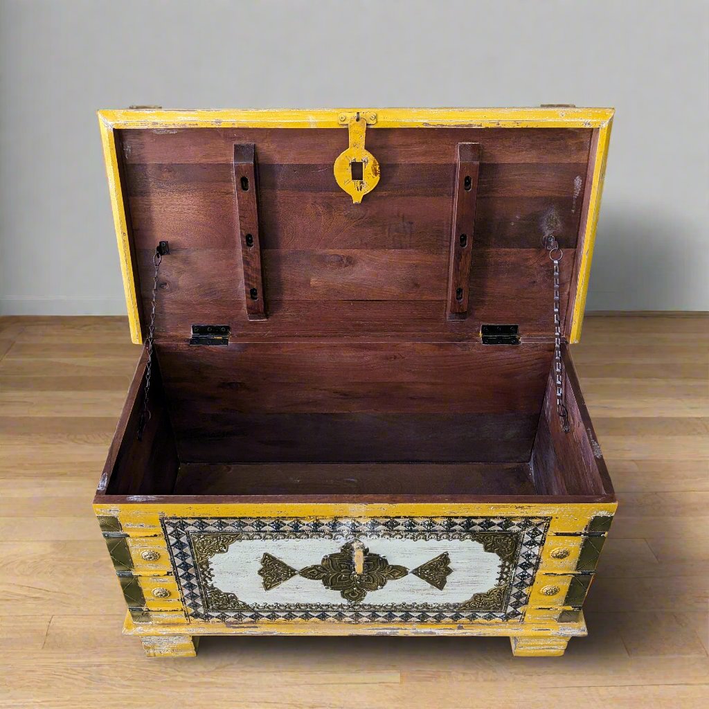 Yellow Trunk with brass details