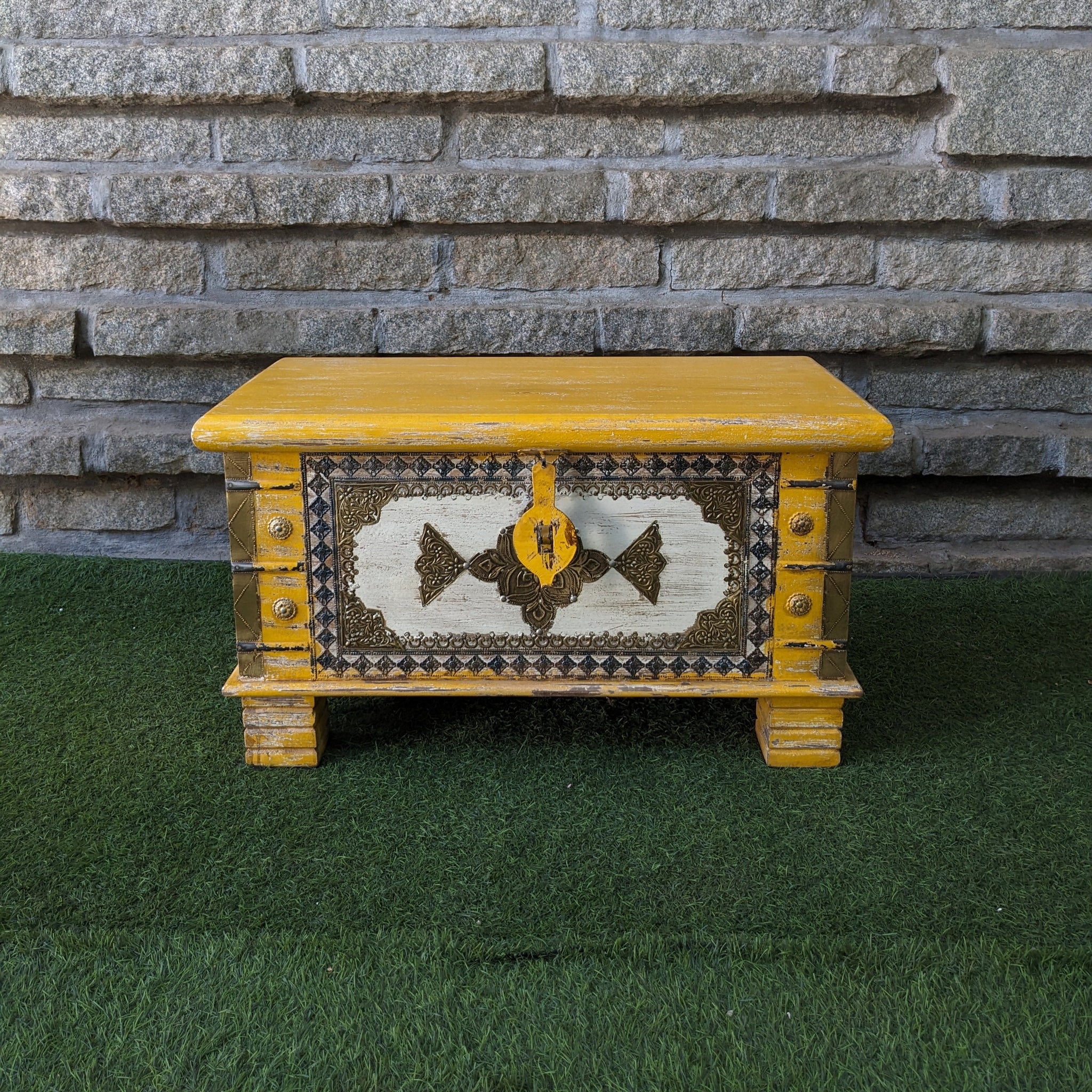 Yellow Trunk with brass details