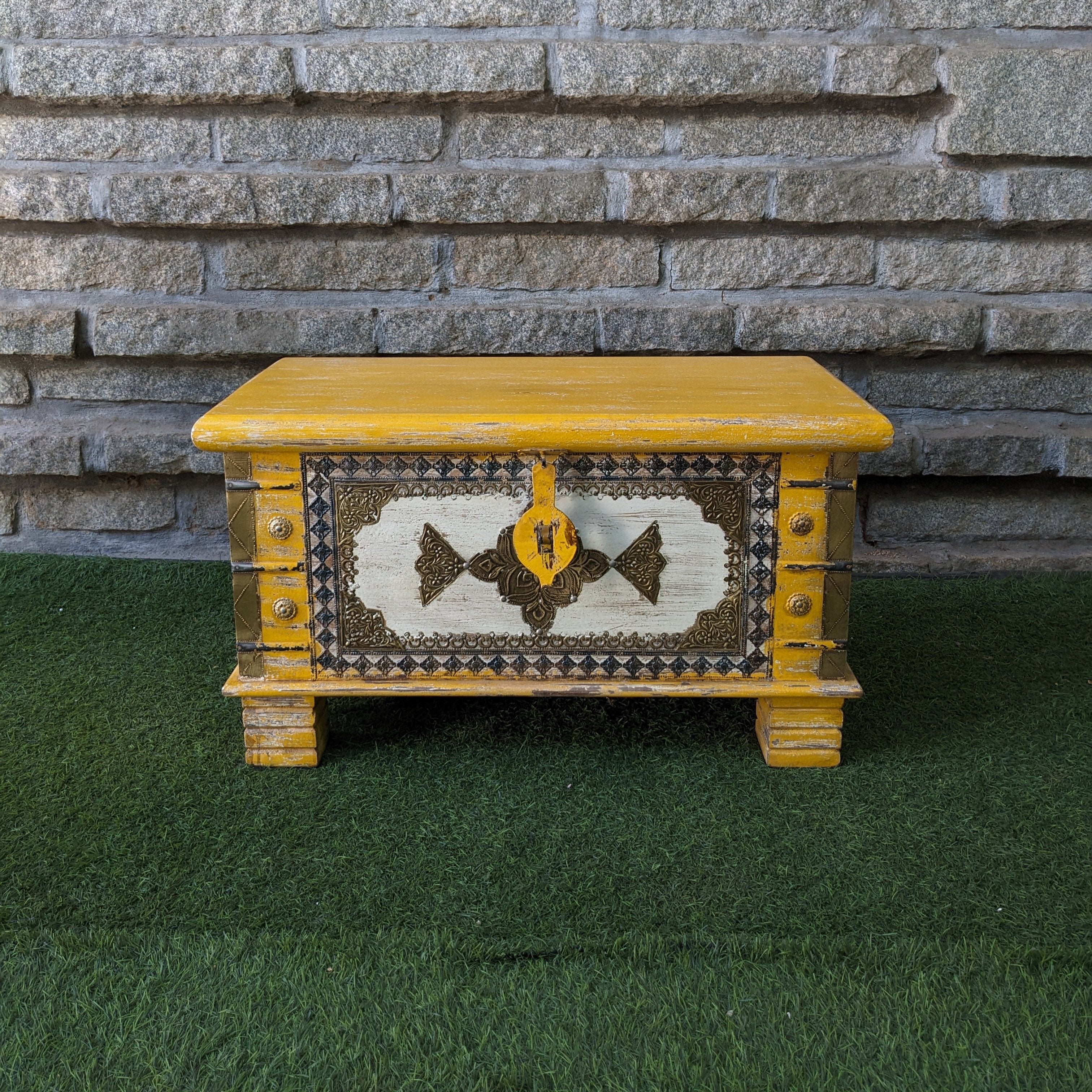 Yellow Trunk with brass details