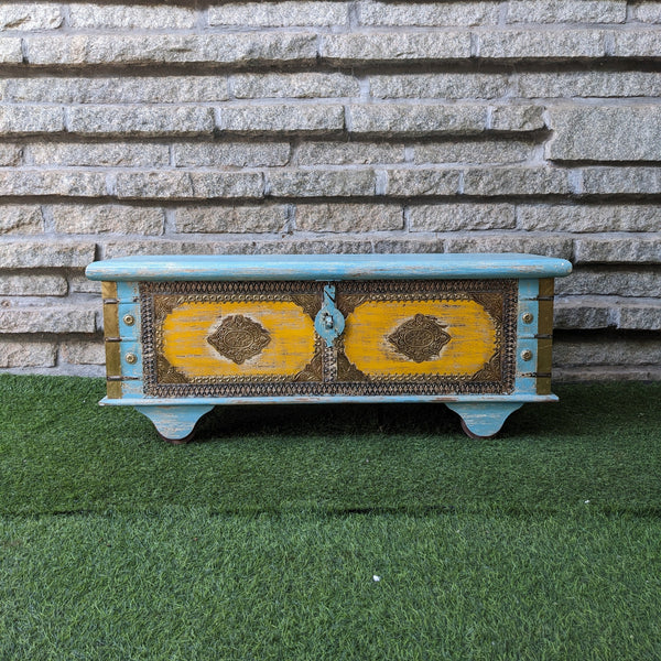 Blue and Yellow Trunk with brass details
