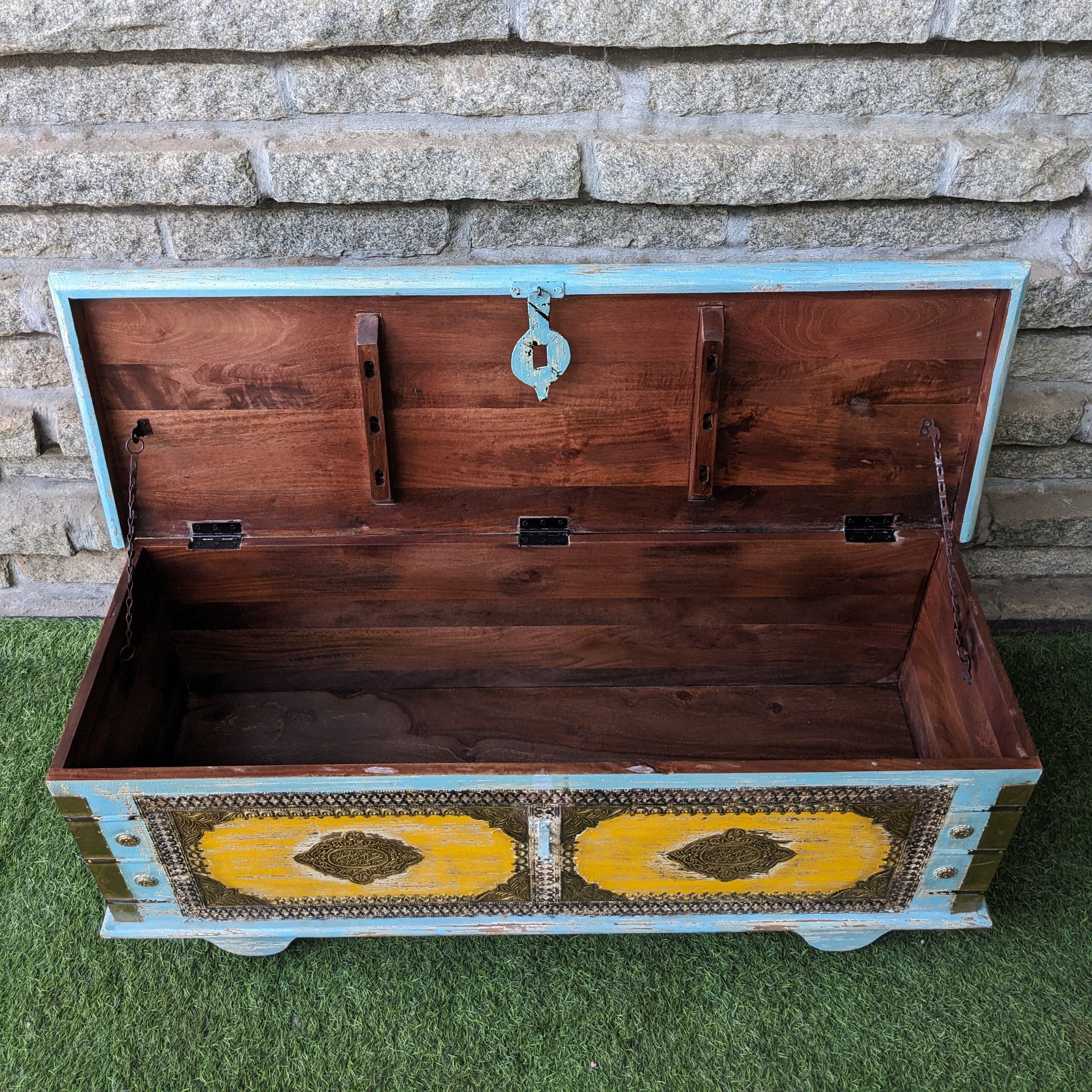 Blue and Yellow Trunk with brass details