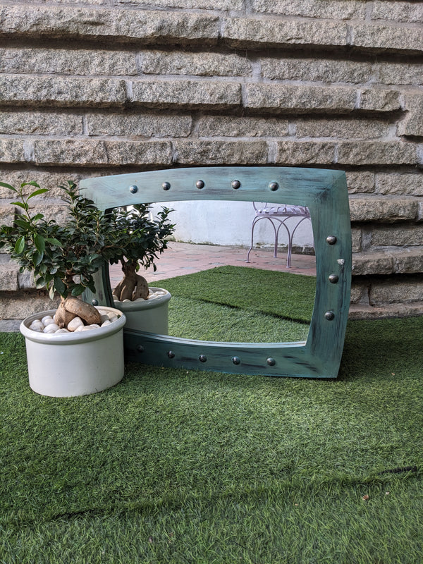 Blue Riveted Frame with mirror
