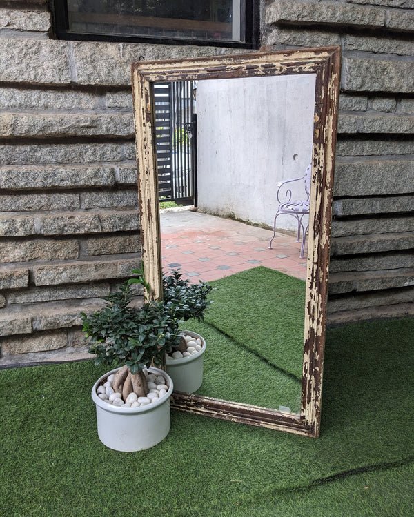Distressed Creme Wooden Frame with mirror