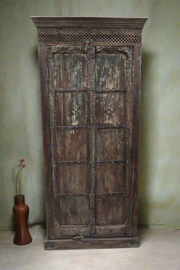 Distressed Dark Green Cupboard