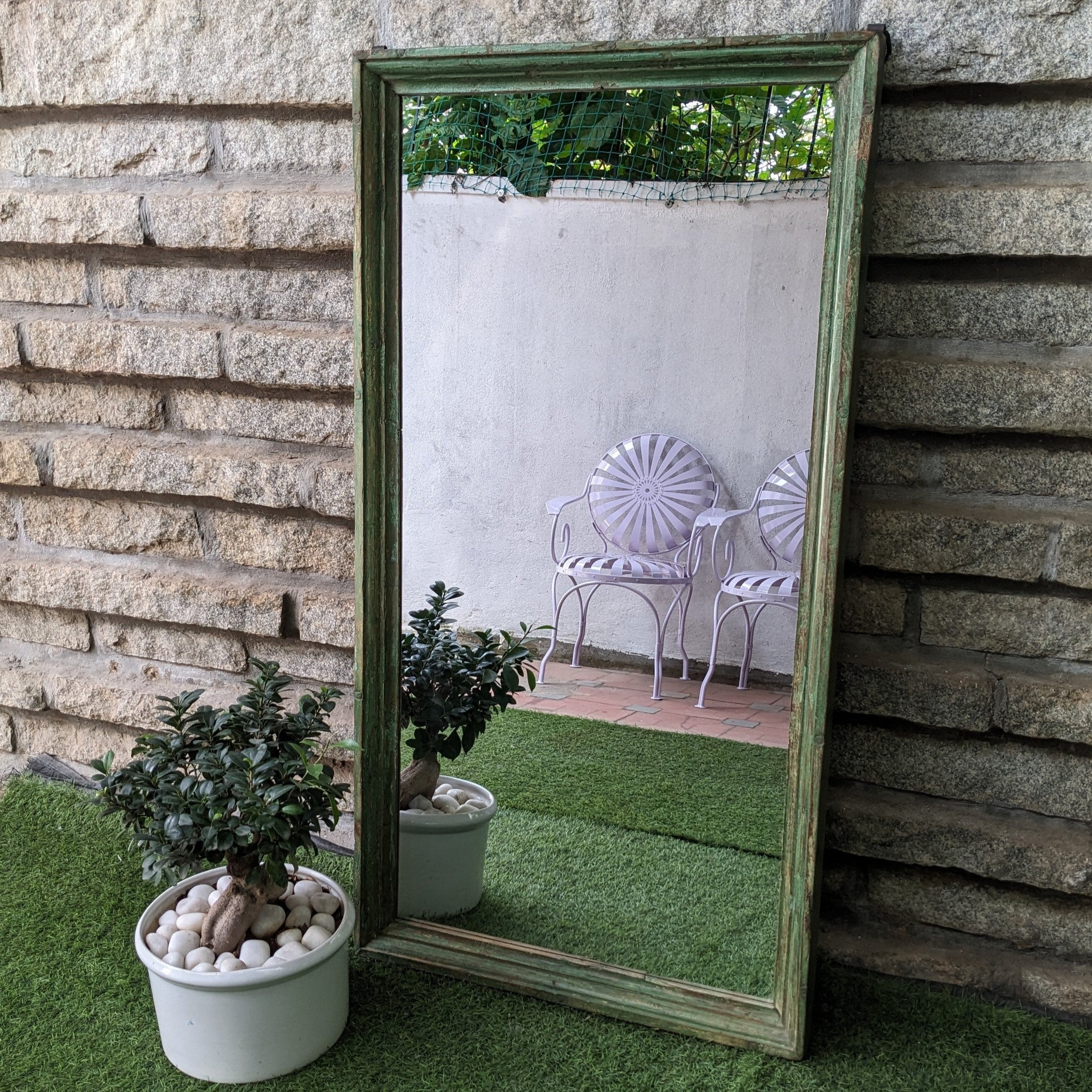 Green Wooden Frame with mirror