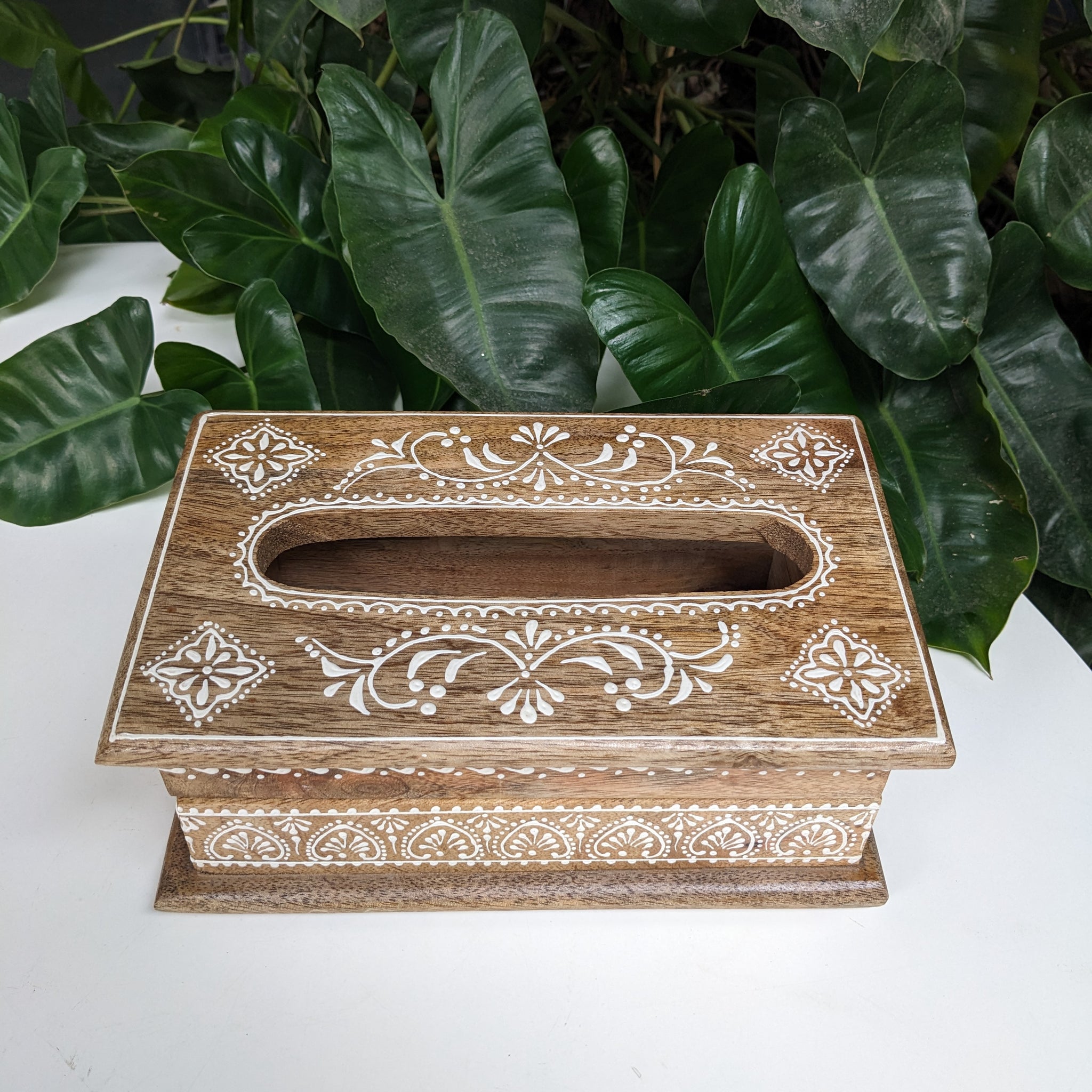 Wooden Tissue Holder with hand painted details