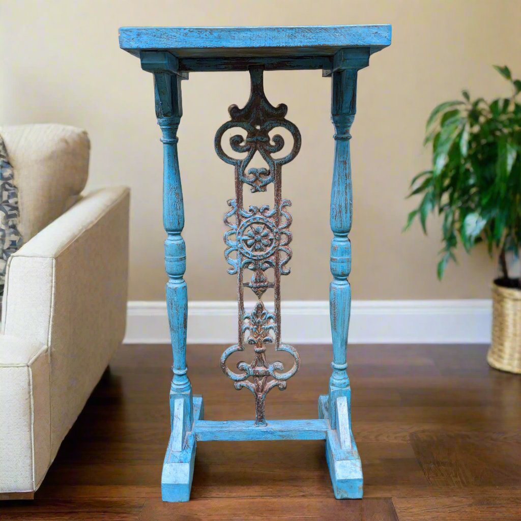 Wood and Cast Iron decorative end table