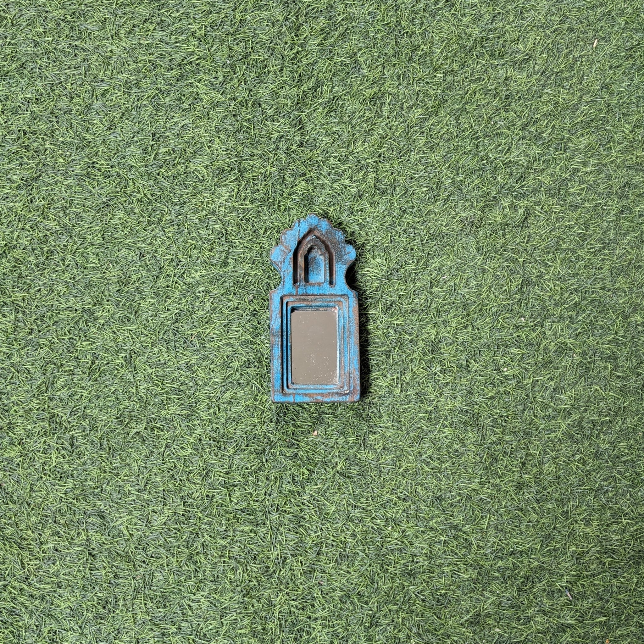 Distressed Blue small Jharokha mirror