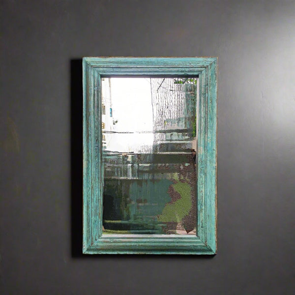 Distressed Blue Wooden Frame with mirror