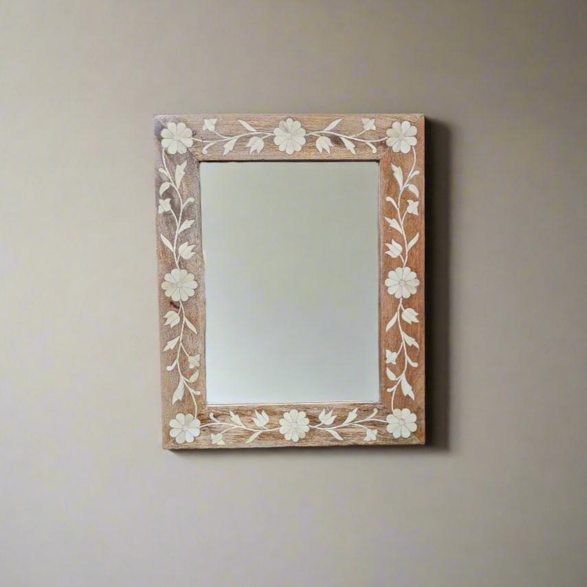 Wooden framed mirror with inlay work