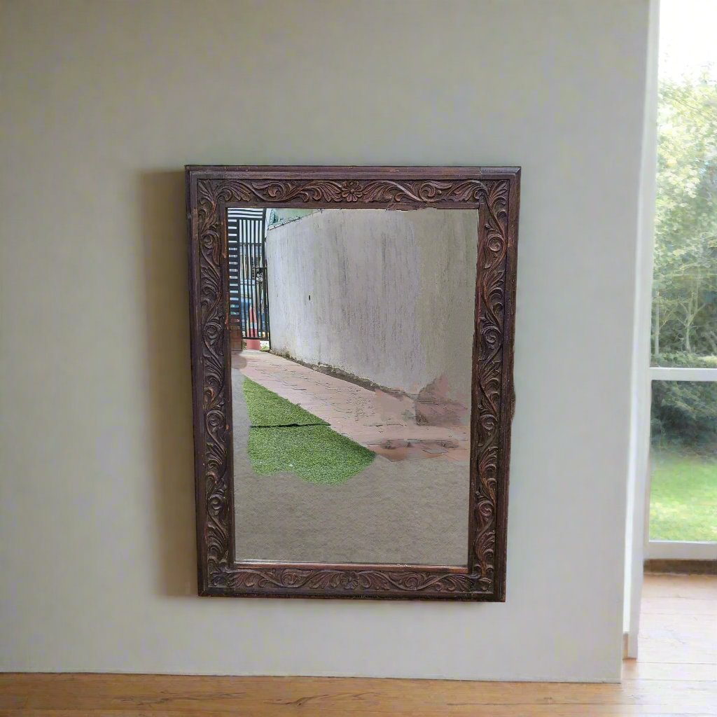 Carved Teak Frame with Mirror