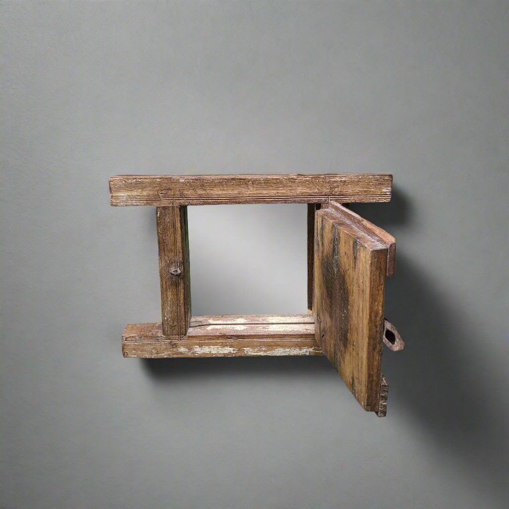 Repurposed Wooden Window Frame with mirror