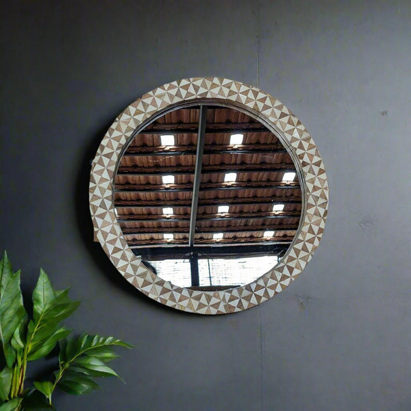 Round Wooden frame with inlay work.