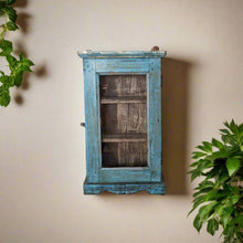 Load image into Gallery viewer, Blue Wooden Wall Mount Cabinet with shelves
