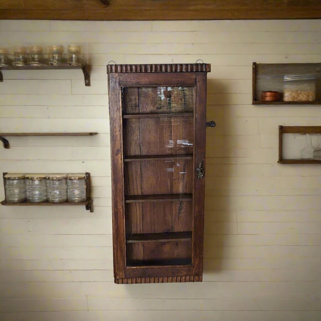 Teakwood Wall Mount Cabinet with shelves