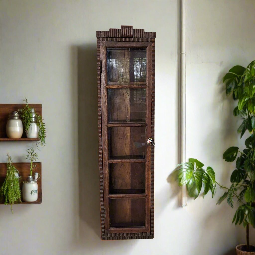 Teakwood Wall Mount Cabinet with shelves