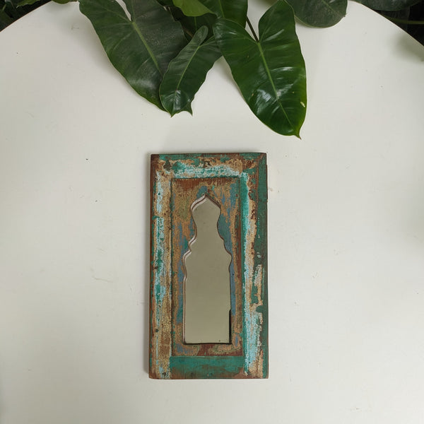 Small Jharokha Mirror in shades of distressed Blue-Green-Brown