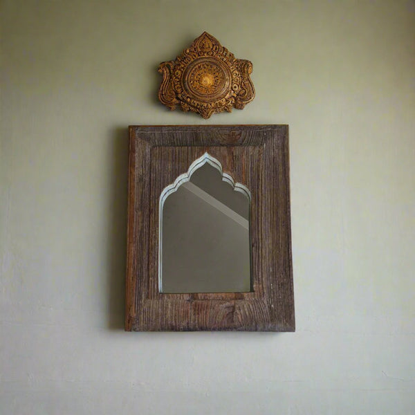 Small Jharokha Mirror in textured Wood