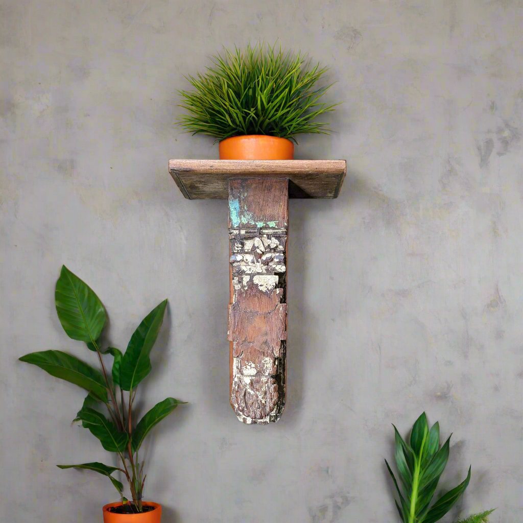 Carved Wood Wall Mount Shelf