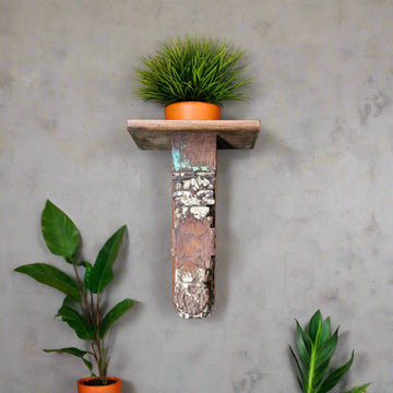 Carved Wood Wall Mount Shelf