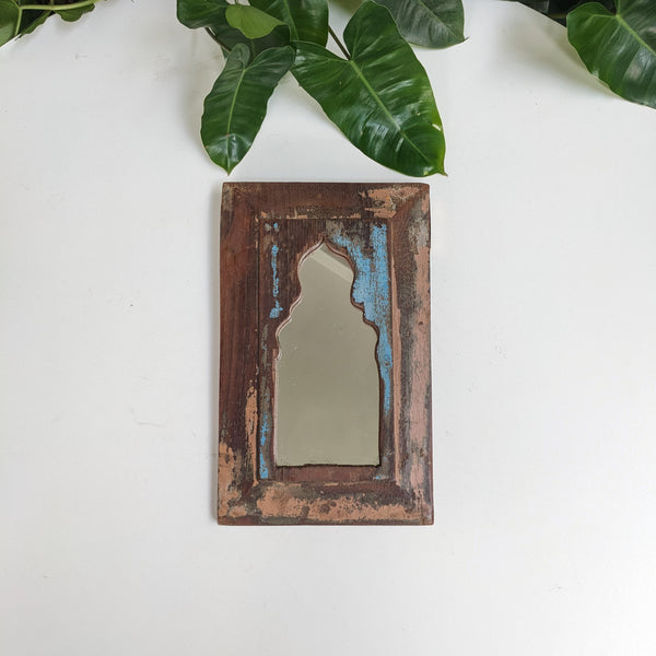 Distressed Brown Jharokha Mirror