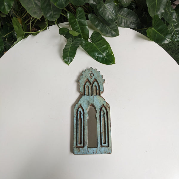 Distressed Ice Blue Jharokha Mirror