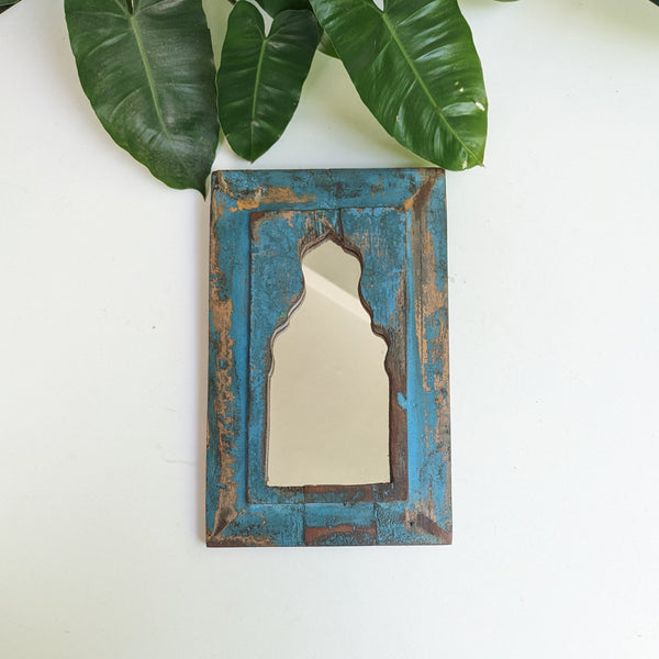 Small Jharokha Mirror in Distressed Blue