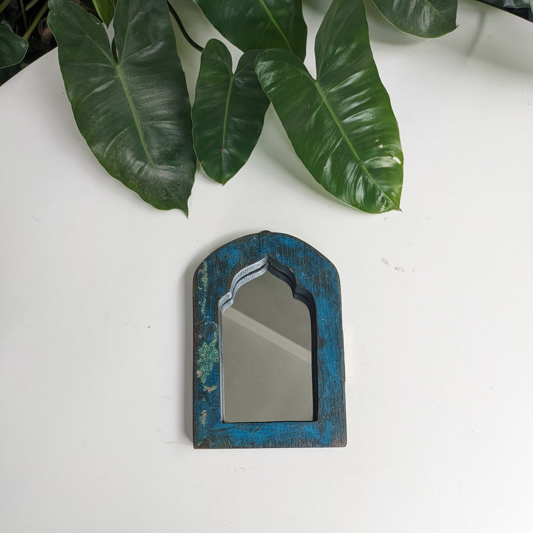 Small Jharokha Mirror in Peacock Blue