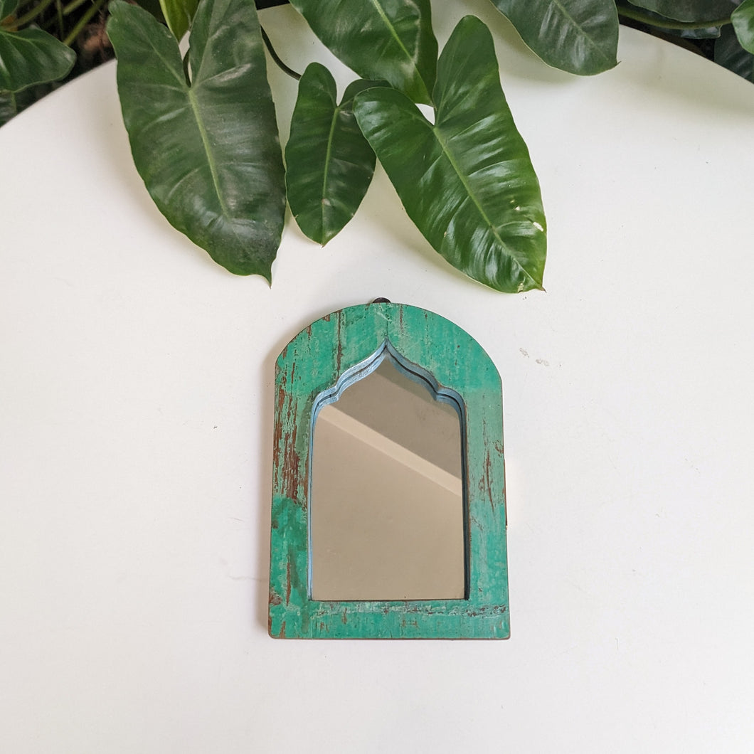 Small Jharokha Mirror in Parrot Green