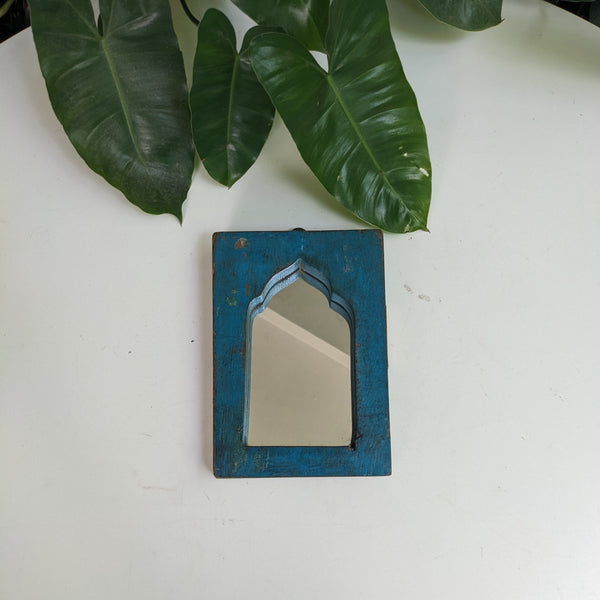 Small Jharokha Mirror in Peacock Blue