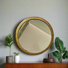 Load image into Gallery viewer, Round Mirror with Black and Gold Metal Frame
