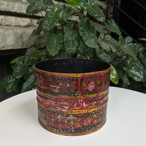 Hand-painted Metal Planter / Plant Holder in Red