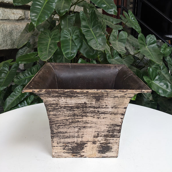Square Brown and Creme Metal Planter