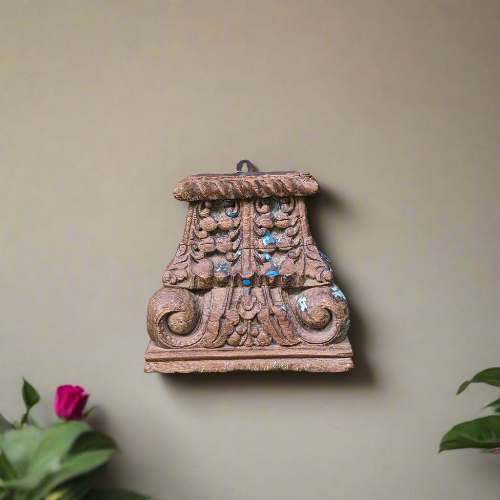 Carved Wooden Table Accent-Wall Mount-Candle holder