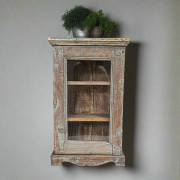 Distressed Grey Wall mount Cabinet with shelves