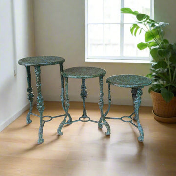 Cast Iron Plant Stand in Green (set of three)
