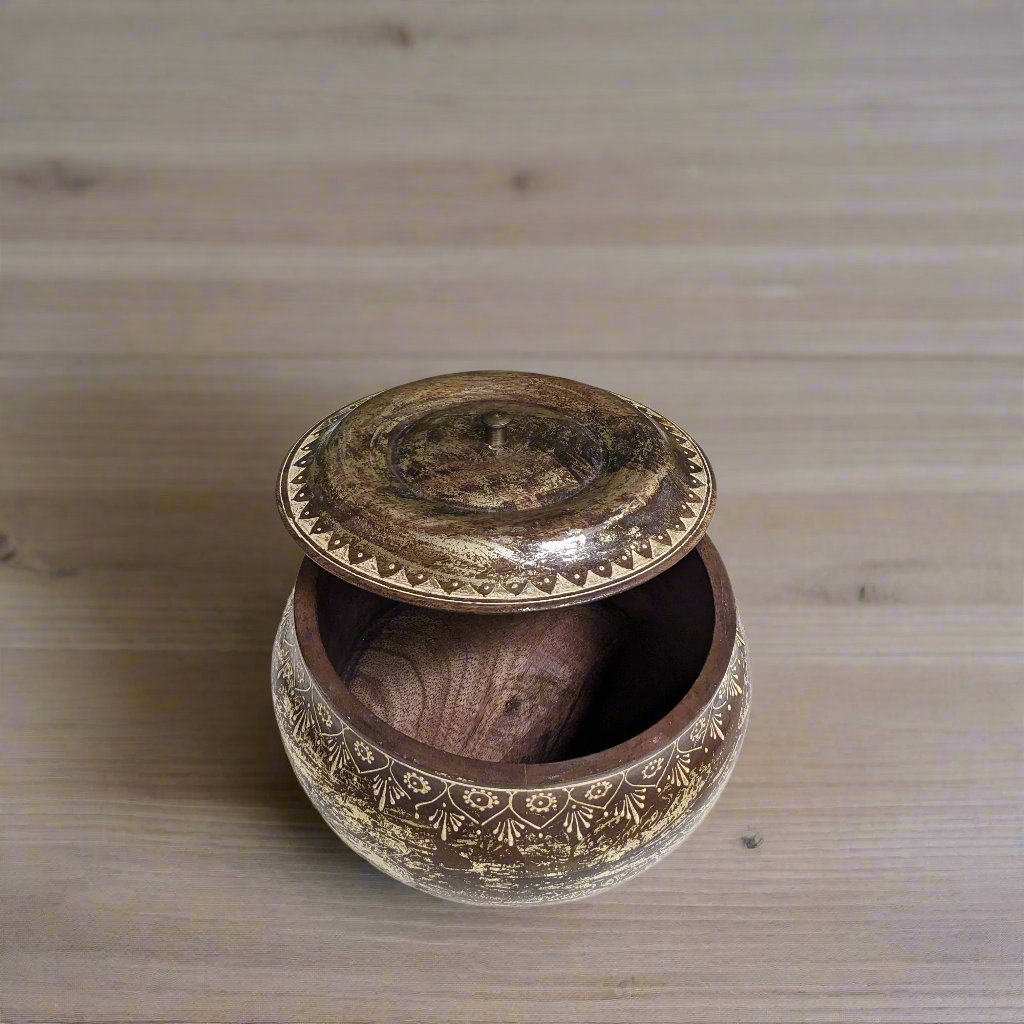 Hand-Painted Wooden Box with lid