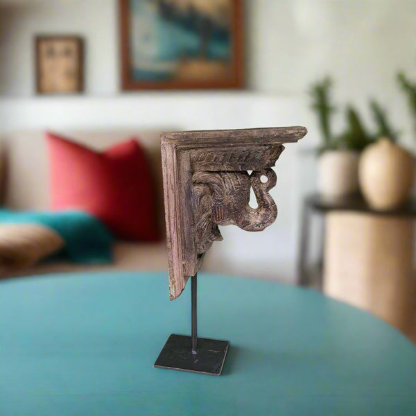 Carved Wooden Elephant Table Accent