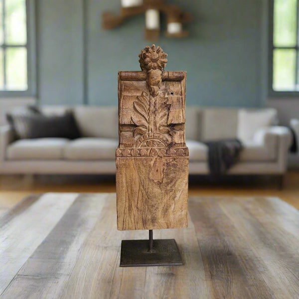 Carved Wooden Peacock Table Accent