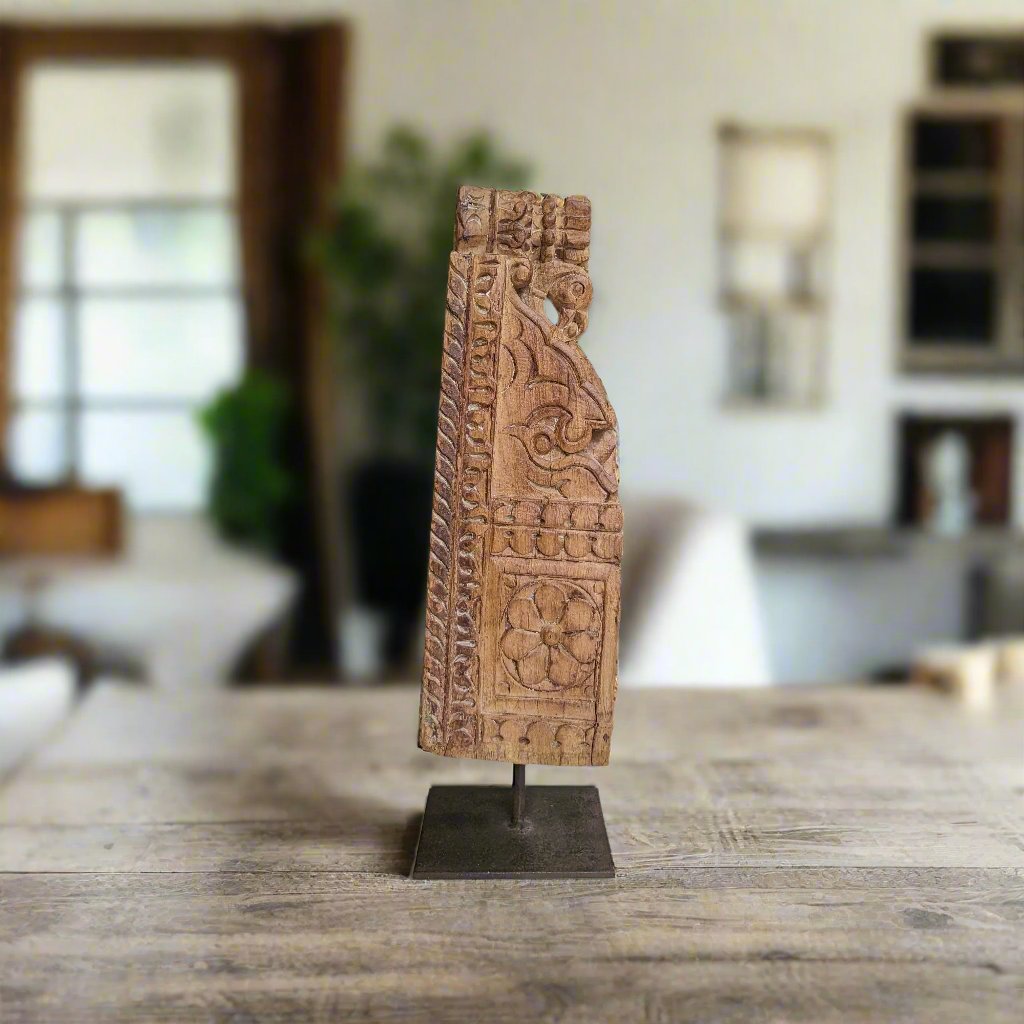 Carved Wooden Peacock Table Accent